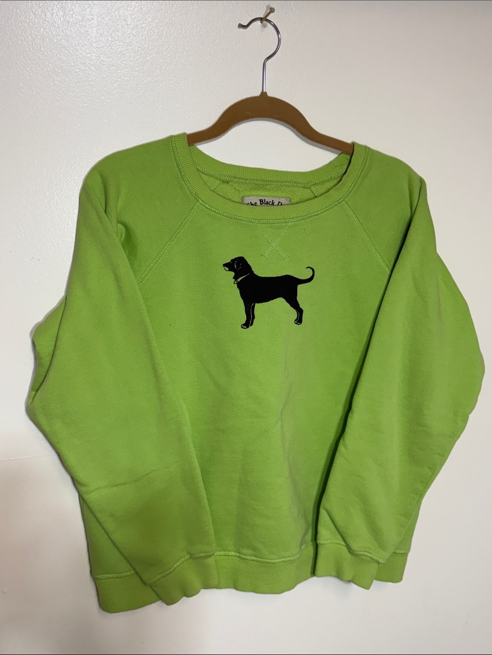 The Black Dog Bright Lime Green Crewneck with Black Dog Motif